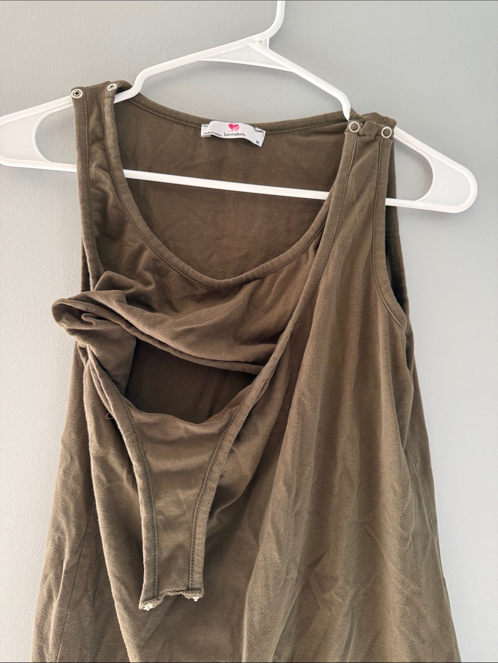 Women's Olive Green Tank Top for nursing - Picture 3 of 3
